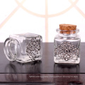 square hot stamping silver glass jar 35ml 1oz with cork lid